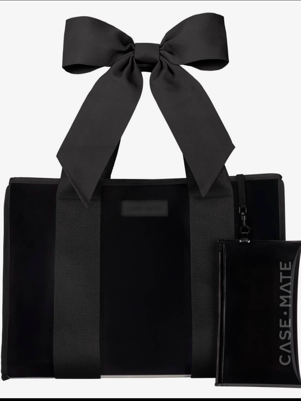 case-mate Black Ribbon-Handle Tote with Matching Pouch